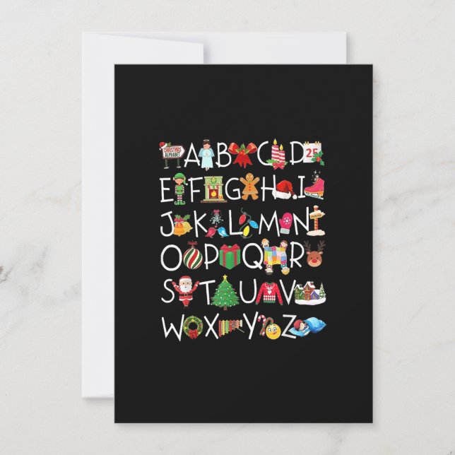 Weihnachten Alphabet A.B.C Lehrerin Kostüme Kinder Einladung (Vorderseite)