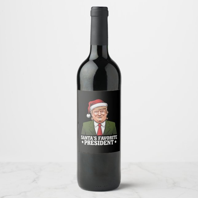 Weihnachten als Favorit des Präsidenten Funny Trum Weinetikett (Vorderseite)