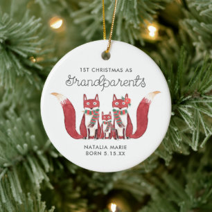 Weihnachten als Großeltern Personalisierte Füchse Keramik Ornament