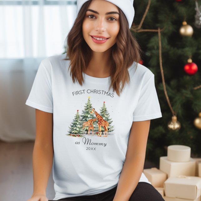 Weihnachten als Niedliche Giraffenfamilie im Mommy T-Shirt (Von Creator hochgeladen)