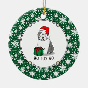 Weihnachten - Alte englische Schafhunde (Grau 1) N Keramik Ornament