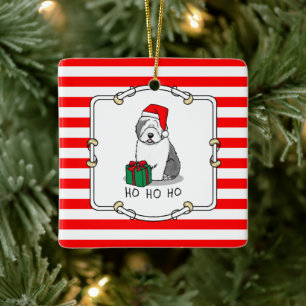 Weihnachten - Alte englische Schafhunde (Grau 1) N Keramikornament