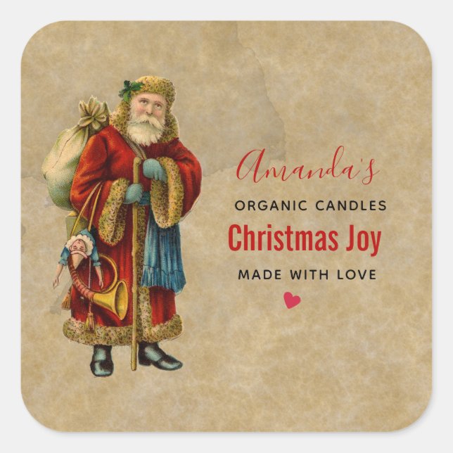 Weihnachten Altes Weihnachtsjahr Quadratischer Aufkleber (Vorderseite)