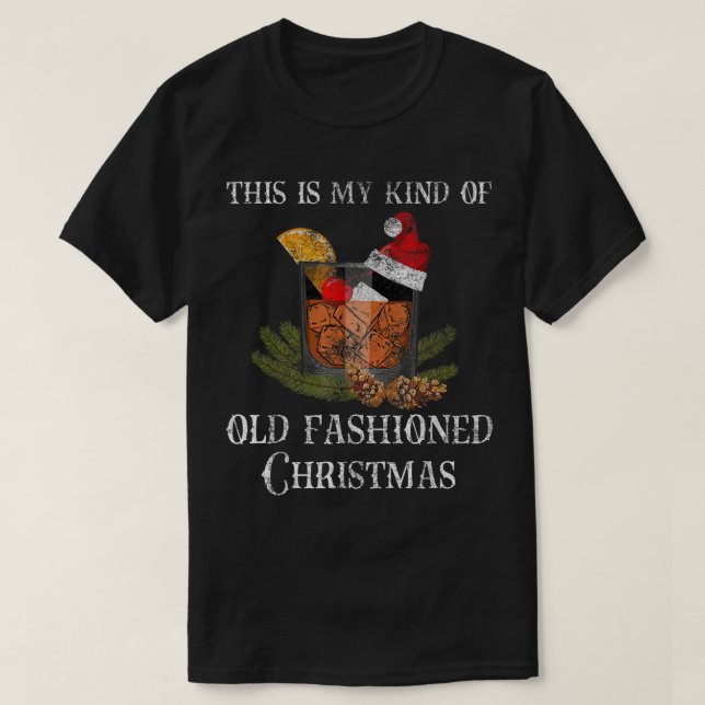 Weihnachten altmodischer Whiskey Bourbon Brandy Co T-Shirt (Design vorne)