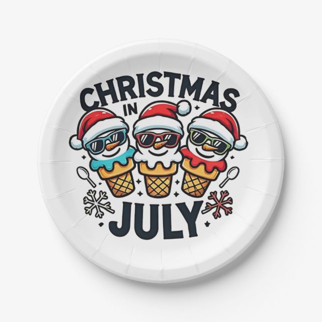 Weihnachten am 4. Juli Eiscreme USA Pappteller (Vorderseite)
