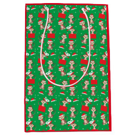 Weihnachten am Affen Zurzeit Muster Grün Rot Mittlere Geschenktüte