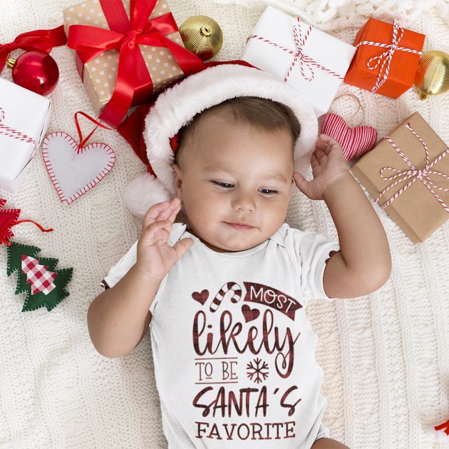 Weihnachten am liebsten Santas-Liebling Baby Strampler (Funny Christmas Most Likely To Be Santas Favorite Baby Bodysuit)