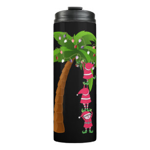 WEIHNACHTEN AM STRAND drucken SANTAS ELVES PALM Thermosbecher