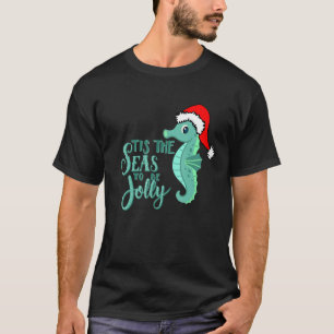 Weihnachten am Strand Flamingo Santa Seepferd Elv T-Shirt