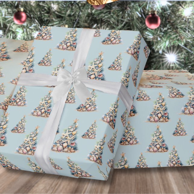 Weihnachten am Strand Geschenkpapier (Beach Christmas Tree Pattern Wrapping Paper)