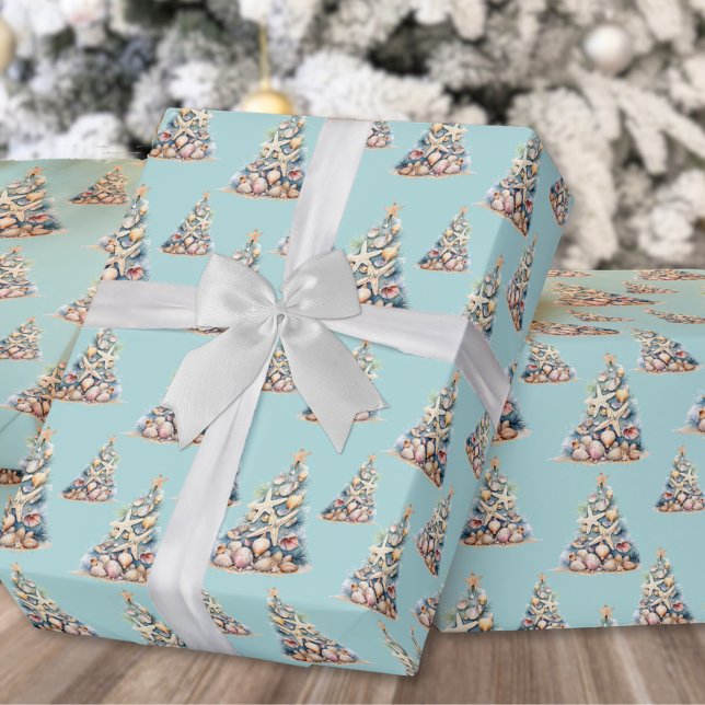 Weihnachten am Strand Geschenkpapier (Tropical Beach Christmas Wrapping Paper)