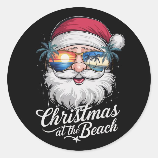 Weihnachten am Strand Hawaiian Sommerurlaub Runder Aufkleber (Vorderseite)
