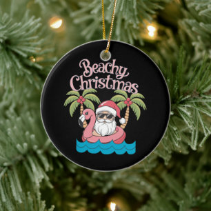 Weihnachten am Strand Tropischer Urlaub Santa Beac Keramik Ornament