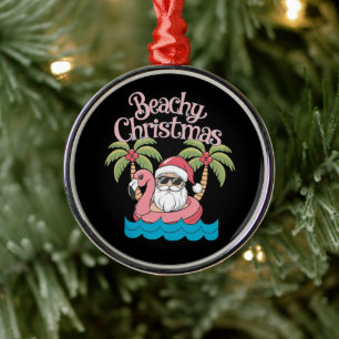 Weihnachten am Strand Tropischer Urlaub Santa Beac Ornament Aus Metall