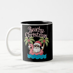 Weihnachten am Strand Tropischer Urlaub Santa Beac Zweifarbige Tasse