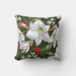 Weihnachten Amaryllis + Holly Pattern Kissen