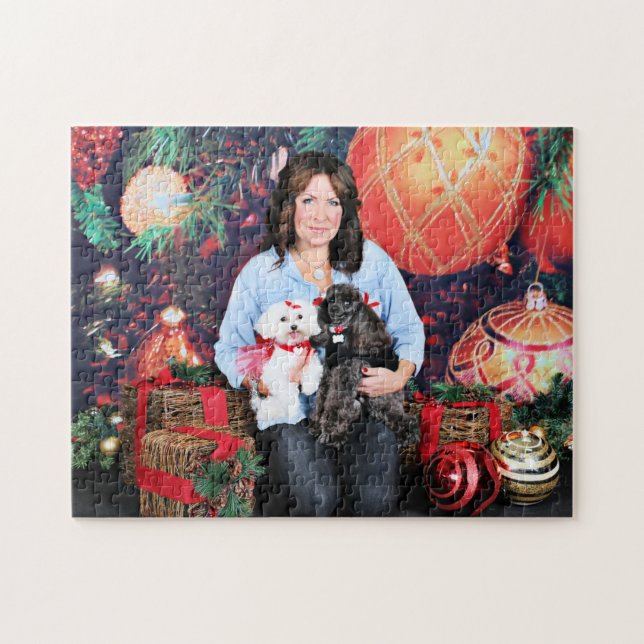 Weihnachten - Amiche Pudel - Tinkerbell maltesisch Puzzle (Horizontal)