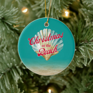 Weihnachten an der Küste am Strand Sand und Seashe Keramik Ornament