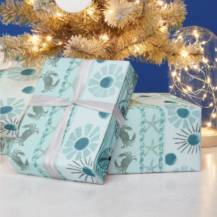 Weihnachten an der Küste Bohemisch Seashells Geschenkpapier