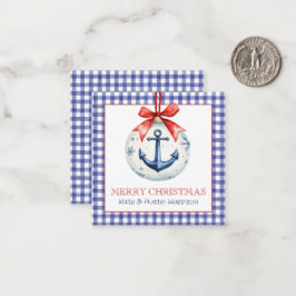 Weihnachten an der Küste Gingham Anchor Ornament Mitteilungskarte