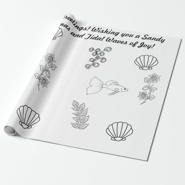 Weihnachten an der Küste Grüße mit Flora und Fauna Geschenkpapier (Ungerollt)