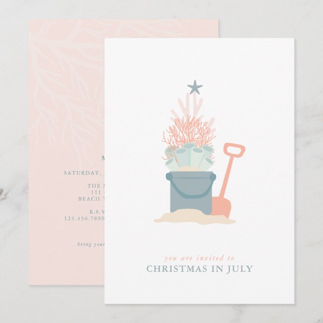 Weihnachten an der Küste im Juli Einladung (Vorne/Hinten)