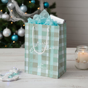 Weihnachten an der Küste Kariertes Muster#2 ID1009 Mittlere Geschenktüte