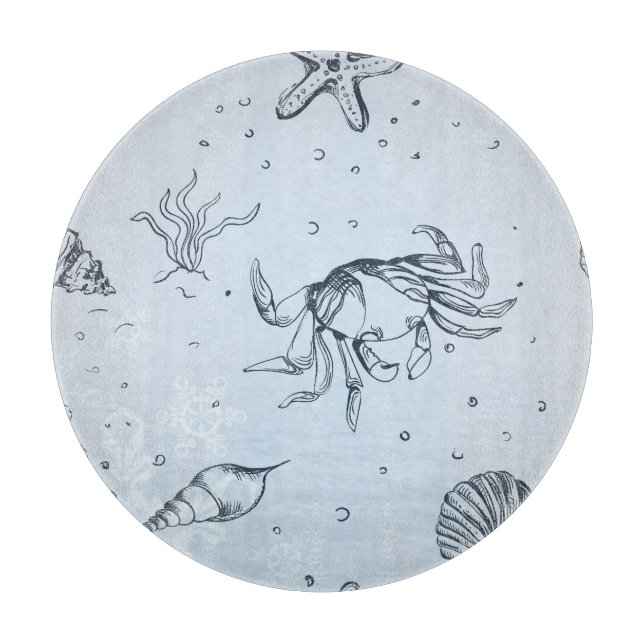 Weihnachten an der Küste Lebewesen Blau Schneidebrett (Vorderseite)
