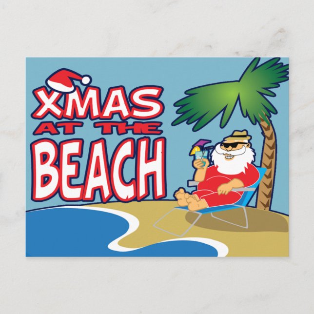 Weihnachten an der Strand-Postkarte (Vorderseite)