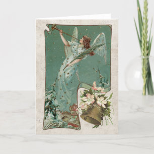 Weihnachten Angel Musik Bell Horn Aquamarin Blau