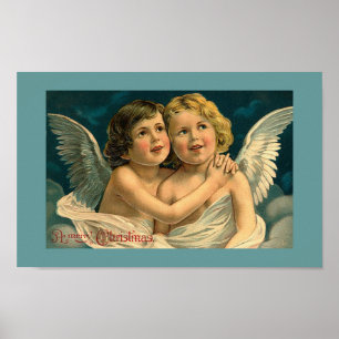 Weihnachten angelt Vintages Kunst-Plakat Poster