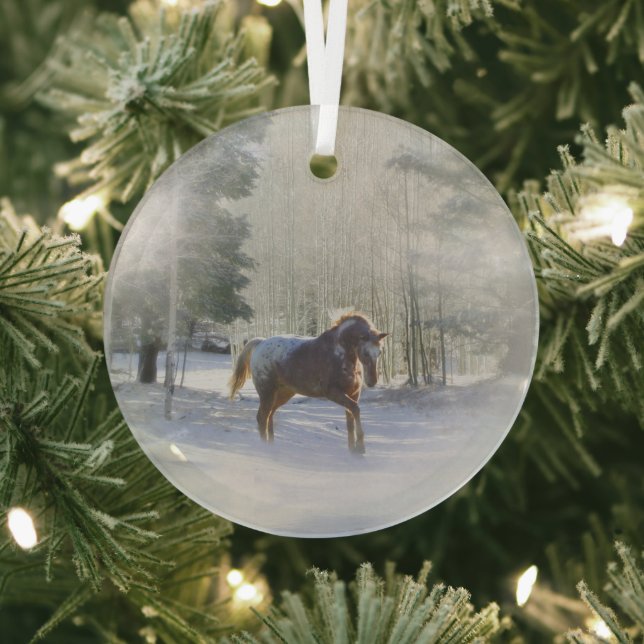 Weihnachten Appaloosa Pferd im Schnee Ornament Aus Glas (InSitu)