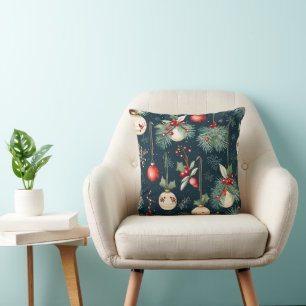 Weihnachten Aquamarin und Rot-Ornament Muster Kissen