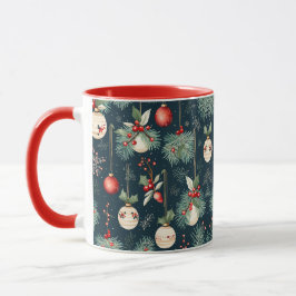 Weihnachten Aquamarin und Rot-Ornament Muster Tasse
