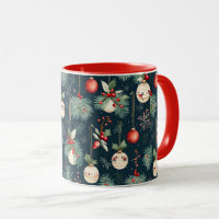 Weihnachten Aquamarin und Rot-Ornament Muster