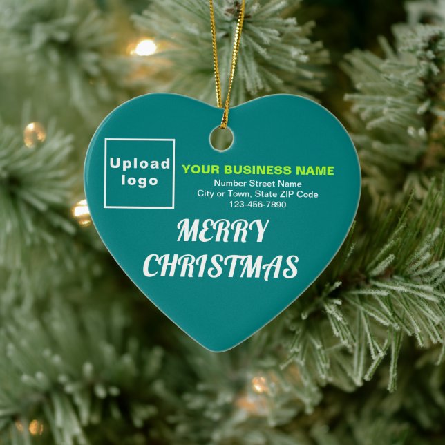 Weihnachten Aquamarines grünes Herz Form Keramik Ornament (Baum)