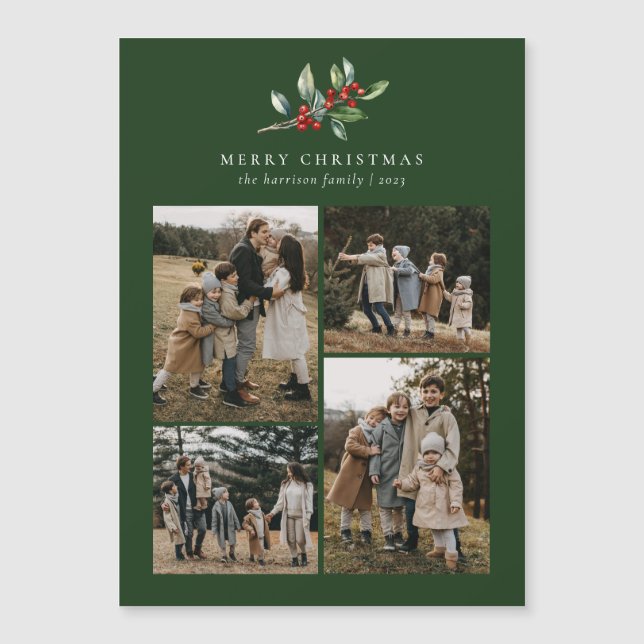 Weihnachten Aquarellblume 4 Foto Magnetkarte (Vorderseite)