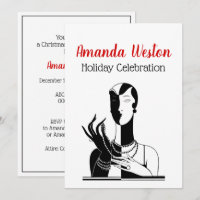 Weihnachten Art Deco Lady mit Perlen Black Transf