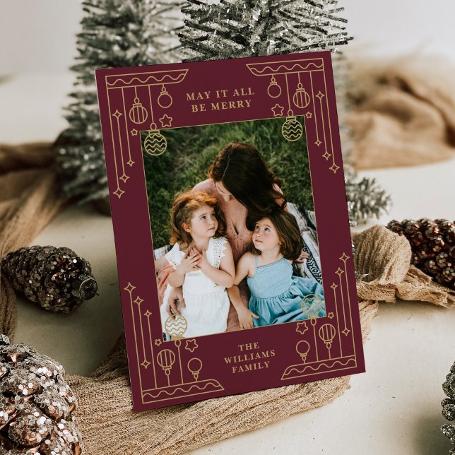 Weihnachten Art Deco Line Foto Einladung (Von Creator hochgeladen)