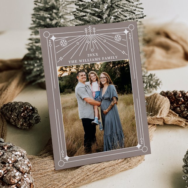 Weihnachten Art Deco Line Foto Einladung (Von Creator hochgeladen)