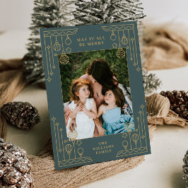 Weihnachten Art Deco Line Foto Einladung