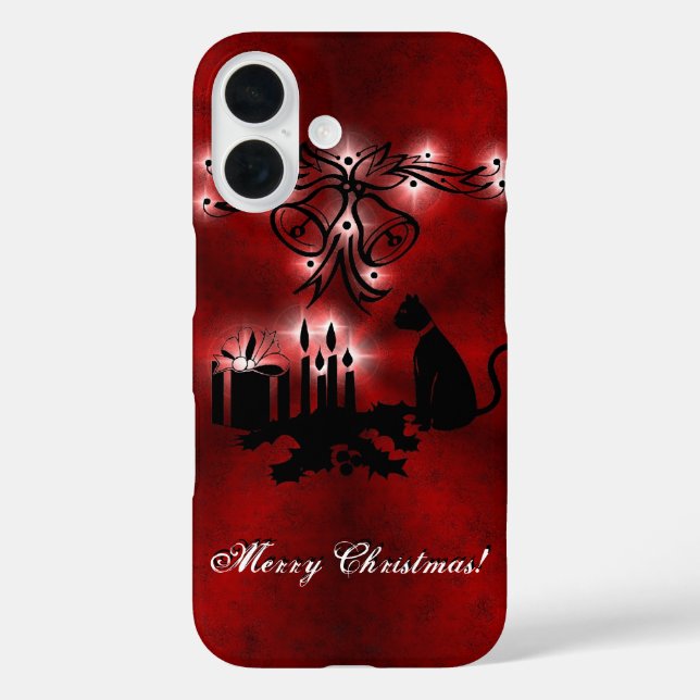 Weihnachten Artdeco mit schwarzer Katze Case-Mate iPhone Hülle (Rückseite)