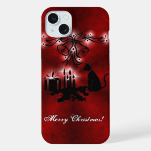 Weihnachten Artdeco mit schwarzer Katze iPhone 15 Plus Hülle