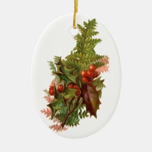 Weihnachten auf altmodische Art, Stechpalme Keramikornament