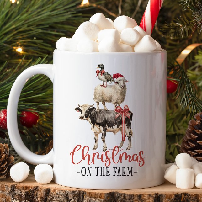 Weihnachten auf dem Bauernhof Barnyard Tier Kaffeetasse (Von Creator hochgeladen)