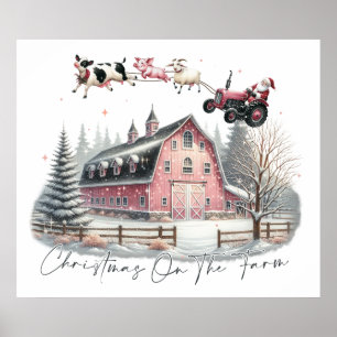 Weihnachten auf dem Bauernhof, frohe Weihnachten Poster