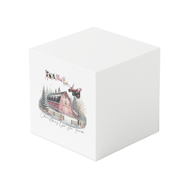 Weihnachten auf dem Bauernhof, frohe Weihnachten Würfel (Vorderseite Schrägansicht)