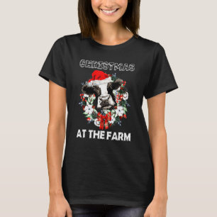 Weihnachten auf dem Bauernhof Kuh Weihnachtsmannmü T-Shirt