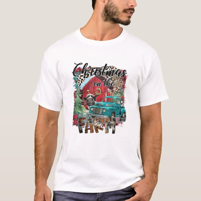 Weihnachten auf dem Bauernhof Traktor Santa Bauer  T-Shirt (Vorderseite)