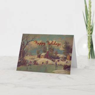Weihnachten auf dem Bauernhof Vintage-Grußkarte